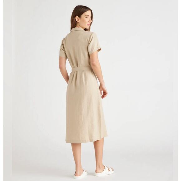 QUINCE Sandstone 100% European Linen Button Front Dress NWT Size Medium - Picture 2 of 7